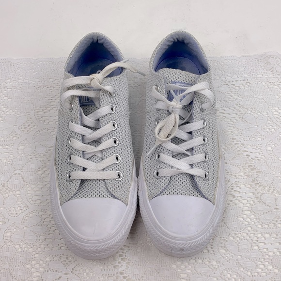Converse All Star Low Profile Sneakers Size 8 Light gray White Lace up EUC - Picture 13 of 14